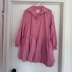 Maeve pink bubble hem shirt dress
